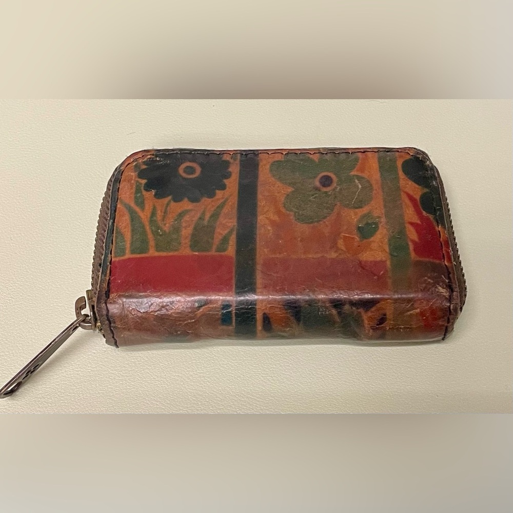 Patricia Nash Floral Patchwork Zip Wallet in Brown, Red, Green, Black